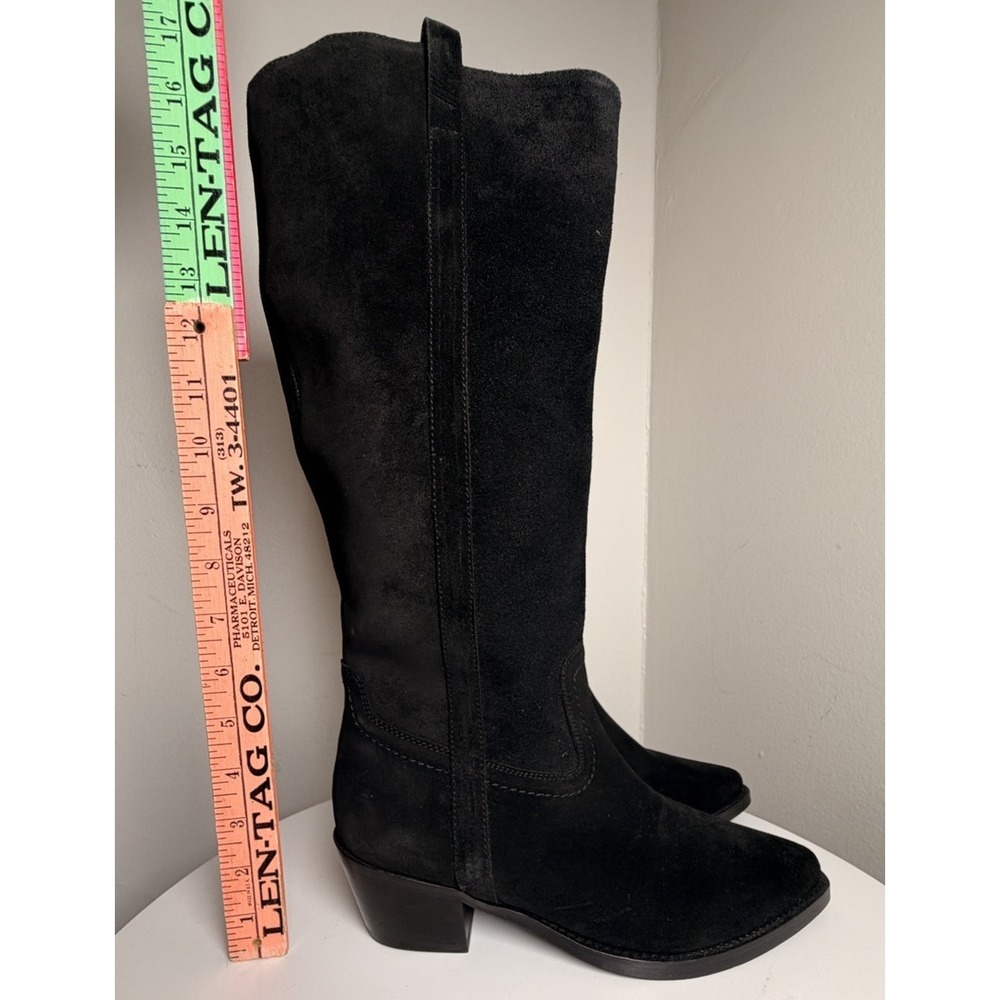 Vintage Foundry Co Amanda Tall Black Suede Western Boots Size 8 - Picture 10 of 14